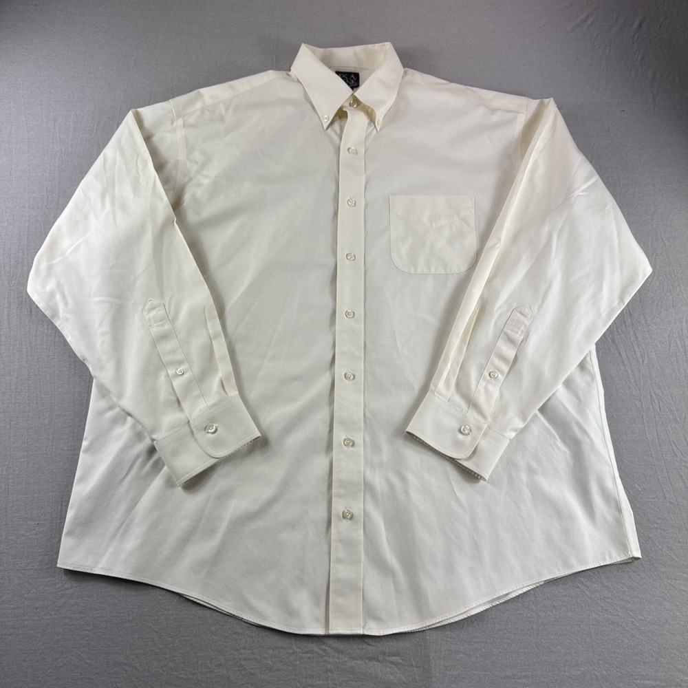 Jos A Bank Travelers Dress Shirt Mens 17 35 Yellow Long Sleeve Button Up Preppy